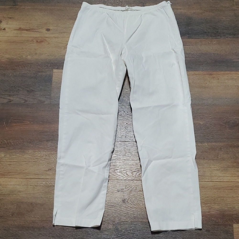 Eileen Fisher White Ankle Cropped Pants Lightweight Relaxed Fit